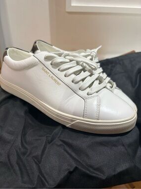 Saint Laurent Andy Low Top Sneaker EU 39.5 | White Leather Camo | Box & Dust Bag